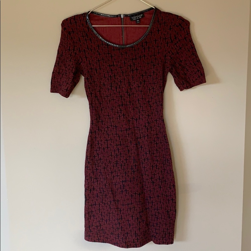 Topshop cross print mini dress - US 4